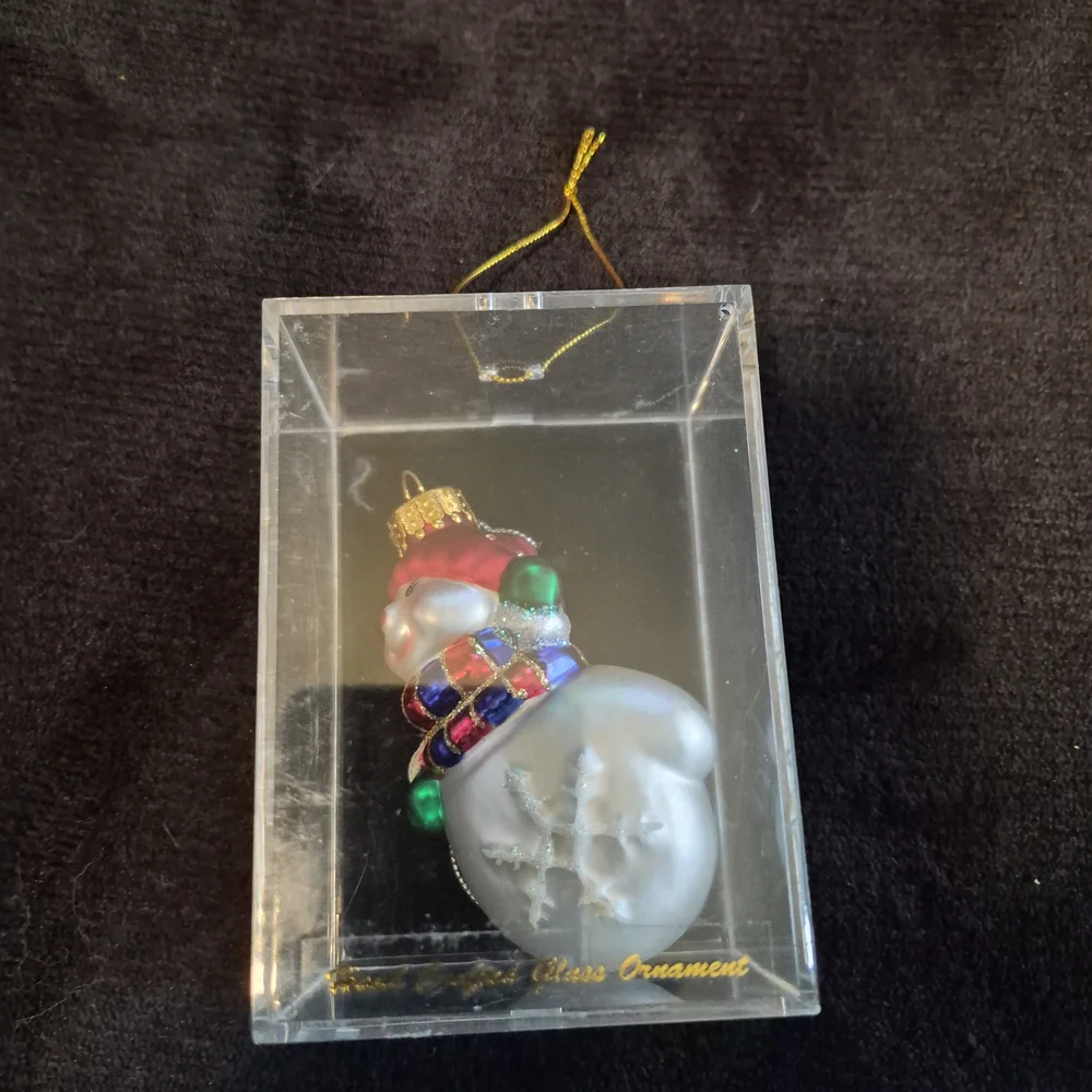 ​Target 2002 Handcrafted Glass Snowman Christmas Ornament NIB